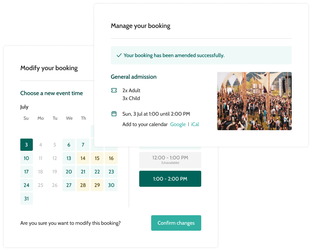 Manage your event booking software - Beyonk graphic interface